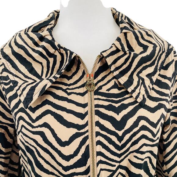 Dana Buchman Tan Animal Print Satin Tie Waist Jacket Women Sz M - Picture 4 of 12